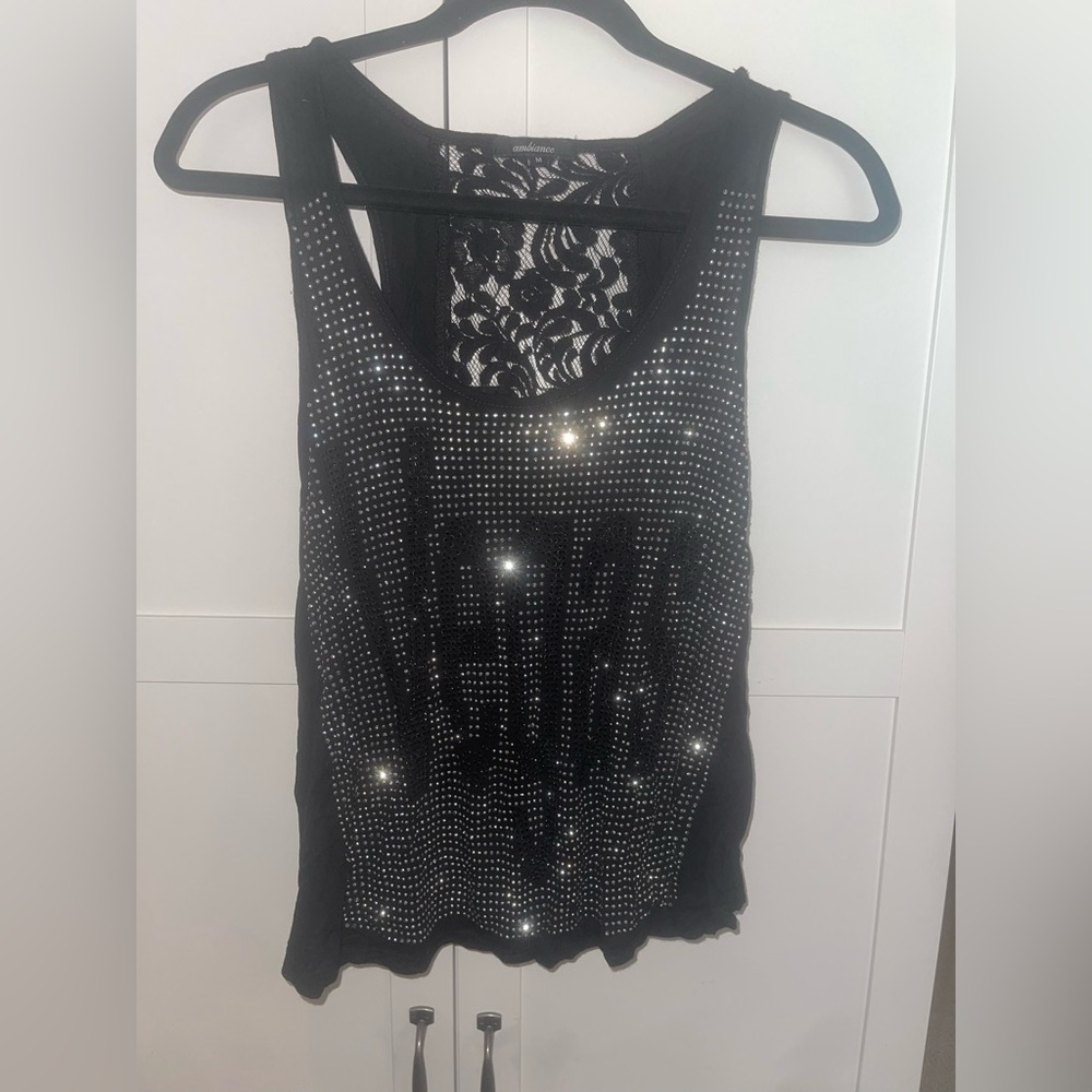 Black Sleeveless VEGAS Top with Lace Back